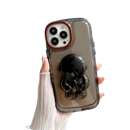 Anymob iPhone Black Astronaut Holder Phone Case Transparent Shockproof Bumper Back Cover-Mobile Phone Cases-PEROZ Accessories