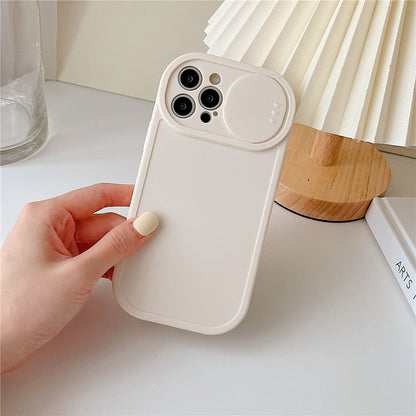 Anymob iPhone Case White Slide Camera Protection Push Window Shockproof Soft Silicone Cover-Mobile Phone Cases-PEROZ Accessories