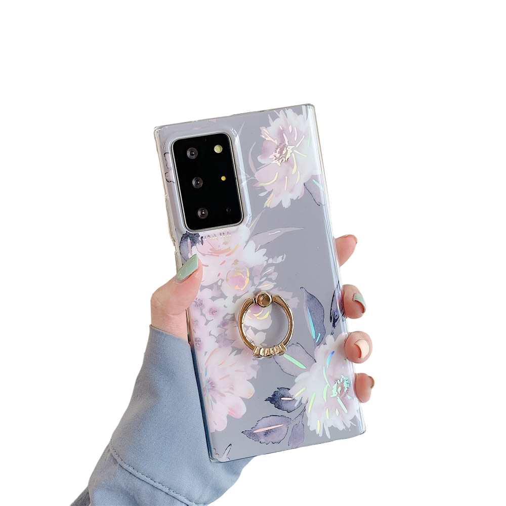 Anymob Samsung Lavender Laser Marble Gradient Phone Case Ring Holder Back Cover-Mobile Phone Cases-PEROZ Accessories