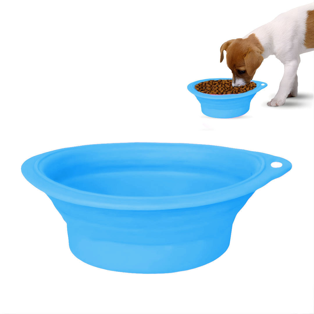 AnyWags Blue Dog Folding Bowl Convenient Portable Lightweight Easy to Carry Perfect for Travel-Pet Feeder-PEROZ Accessories