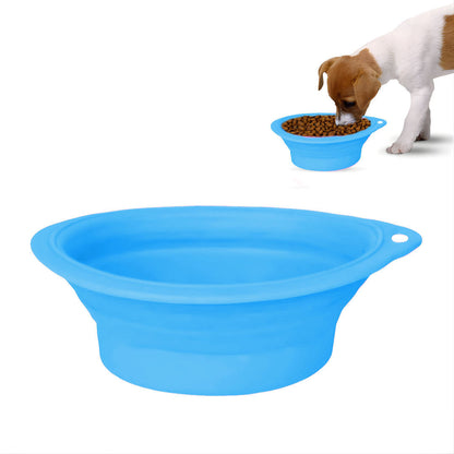 AnyWags Blue Dog Folding Bowl Convenient Portable Lightweight Easy to Carry Perfect for Travel-Pet Feeder-PEROZ Accessories