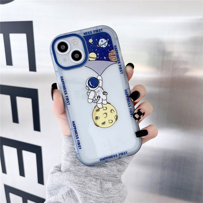 Anymob iPhone Case Blue Clear Cartoon Astronaut Soft Silicone Shockproof Bumper Back Cover-Mobile Phone Cases-PEROZ Accessories