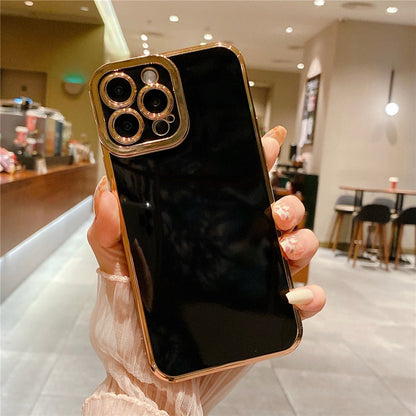 Anymob iPhone Case Black Plating Camera Protection Soft Cover Shell Bumper-Mobile Phone Cases-PEROZ Accessories