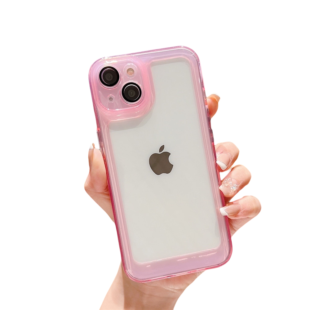 Anymob iPhone Case Pink Shockproof Clear Camera Protective Transparent Soft Candy Colors Cover-Mobile Phone Cases-PEROZ Accessories