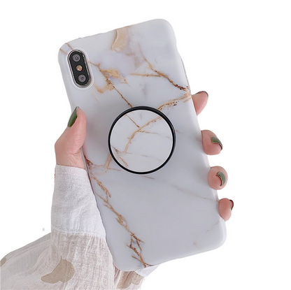 Anymob iPhone Case Plane Gray Gradient Marble Cover Silicone Phone With Holder Stand-Mobile Phone Cases-PEROZ Accessories