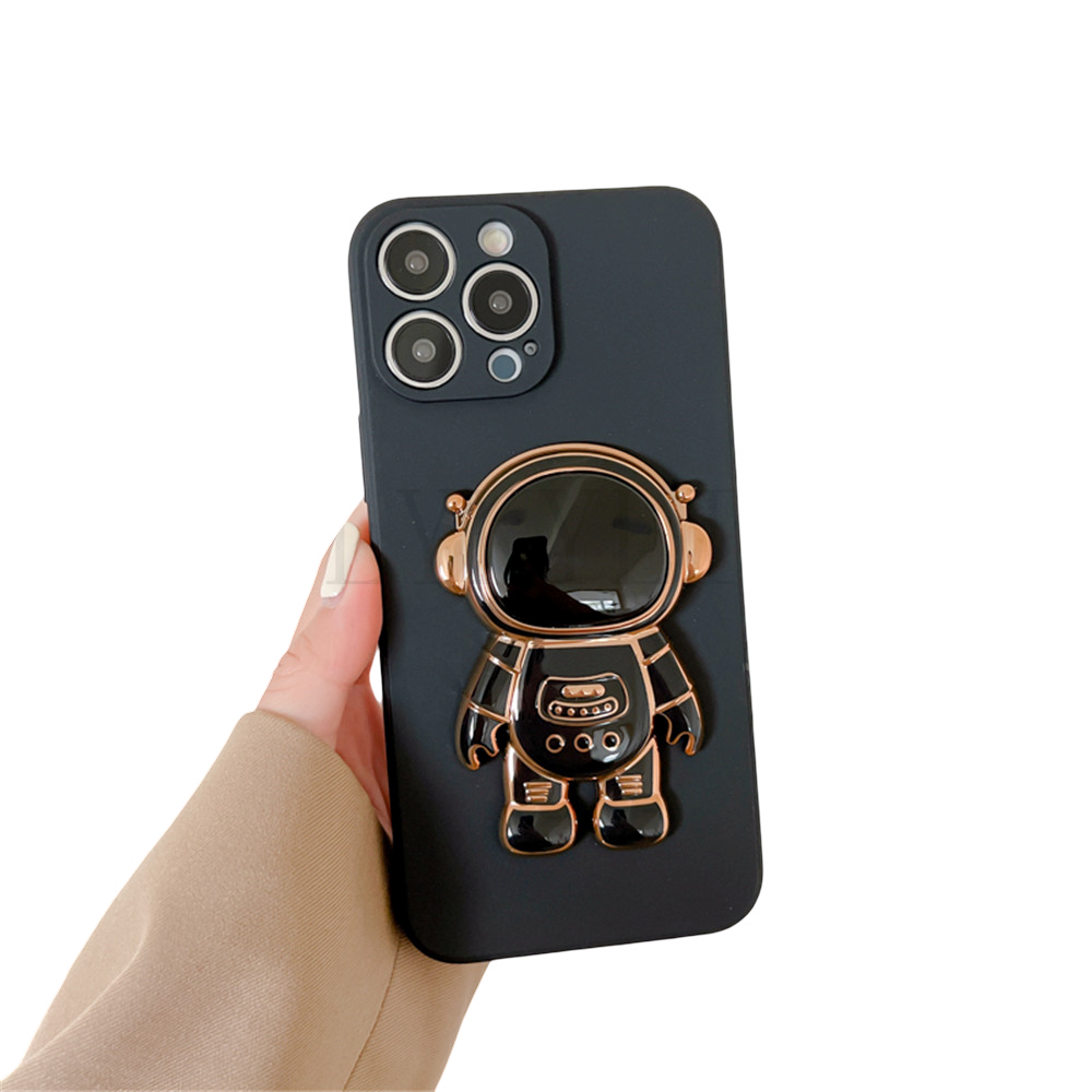 Anymob iPhone Black 3D Astronaut Folding Stand Shockproof Soft Silicon Cover-Mobile Phone Cases-PEROZ Accessories