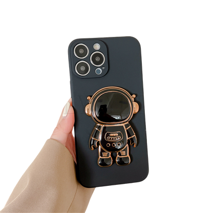 Anymob iPhone Black 3D Astronaut Folding Stand Shockproof Soft Silicon Cover-Mobile Phone Cases-PEROZ Accessories
