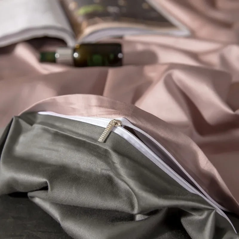 Anyhouz Bed Sheet Pink Deep Grey Ultra Soft Luxury Egyptian Cotton Bedding Cover Double Size 4 Pcs Bed Set-Bed Sheets-PEROZ Accessories