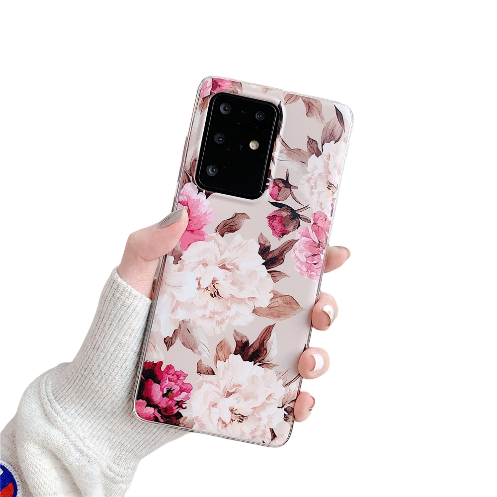 Anymob Samsung Case Peach Color Design Art Leaf Flower Silicon Without Holder Stand Phone Cover-Mobile Phone Cases-PEROZ Accessories