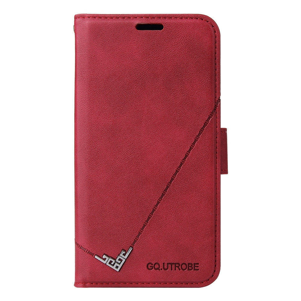 Anymob iPhone Case Red Fashion Flip Solid Color Leather Wallet Phone Bags Cover-Mobile Phone Cases-PEROZ Accessories