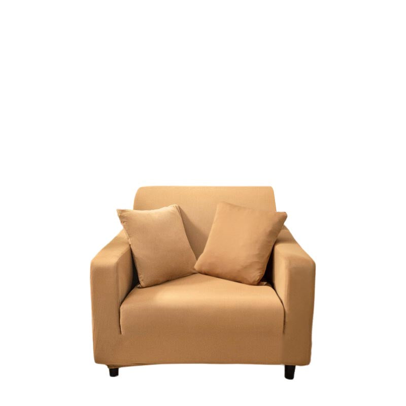 Anyhouz 1 Seater Sofa Cover Plain Caramel Style and Protection For Living Room Sofa Chair Elastic Stretchable Slipcover-Slipcovers-PEROZ Accessories