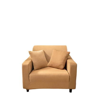 Anyhouz 1 Seater Sofa Cover Plain Caramel Style and Protection For Living Room Sofa Chair Elastic Stretchable Slipcover-Slipcovers-PEROZ Accessories