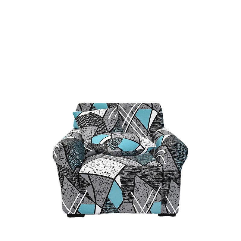 Anyhouz 1 Seater Sofa Cover Dark Grey Geometric Style and Protection For Living Room Sofa Chair Elastic Stretchable Slipcover-Slipcovers-PEROZ Accessories