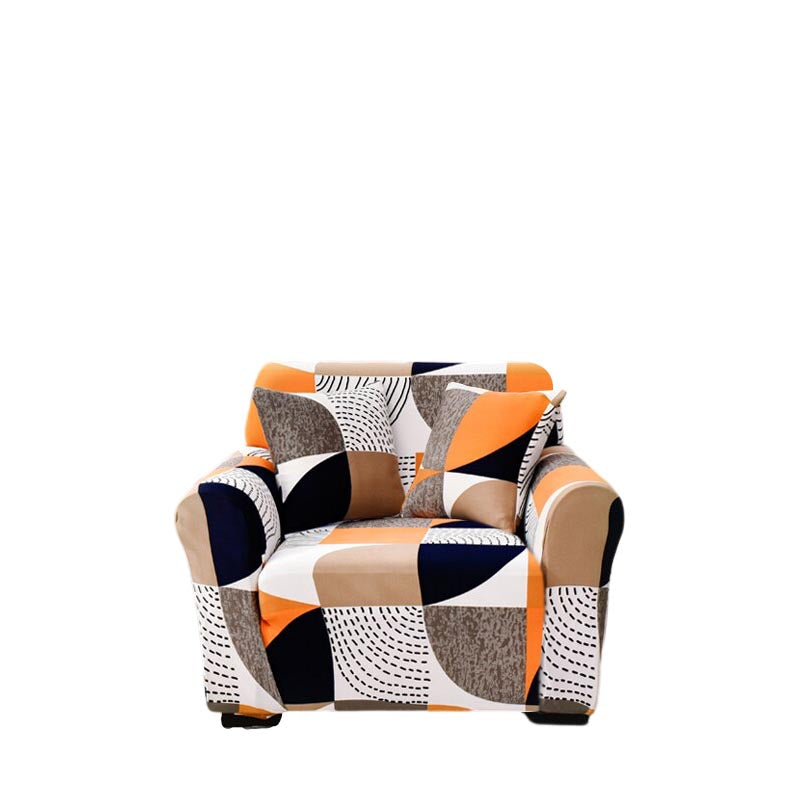 Anyhouz 1 Seater Sofa Cover Orange Geometric Style and Protection For Living Room Sofa Chair Elastic Stretchable Slipcover-Slipcovers-PEROZ Accessories