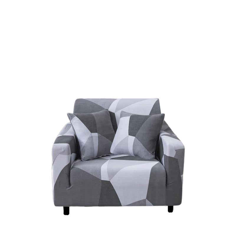 Anyhouz 1 Seater Sofa Cover White Gray Geometric Style and Protection For Living Room Sofa Chair Elastic Stretchable Slipcover-Slipcovers-PEROZ Accessories