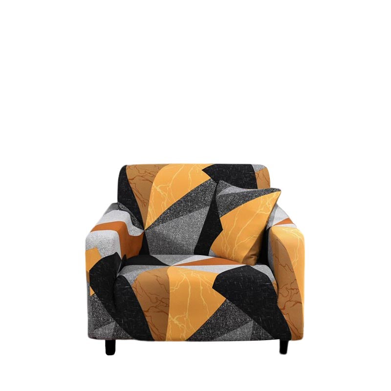 Anyhouz 1 Seater Sofa Cover Golden Yellow Geometric Style and Protection For Living Room Sofa Chair Elastic Stretchable Slipcover-Slipcovers-PEROZ Accessories