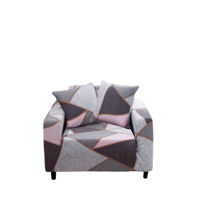 Anyhouz 1 Seater Sofa Cover Gray Pink Geometric Style and Protection For Living Room Sofa Chair Elastic Stretchable Slipcover-Slipcovers-PEROZ Accessories