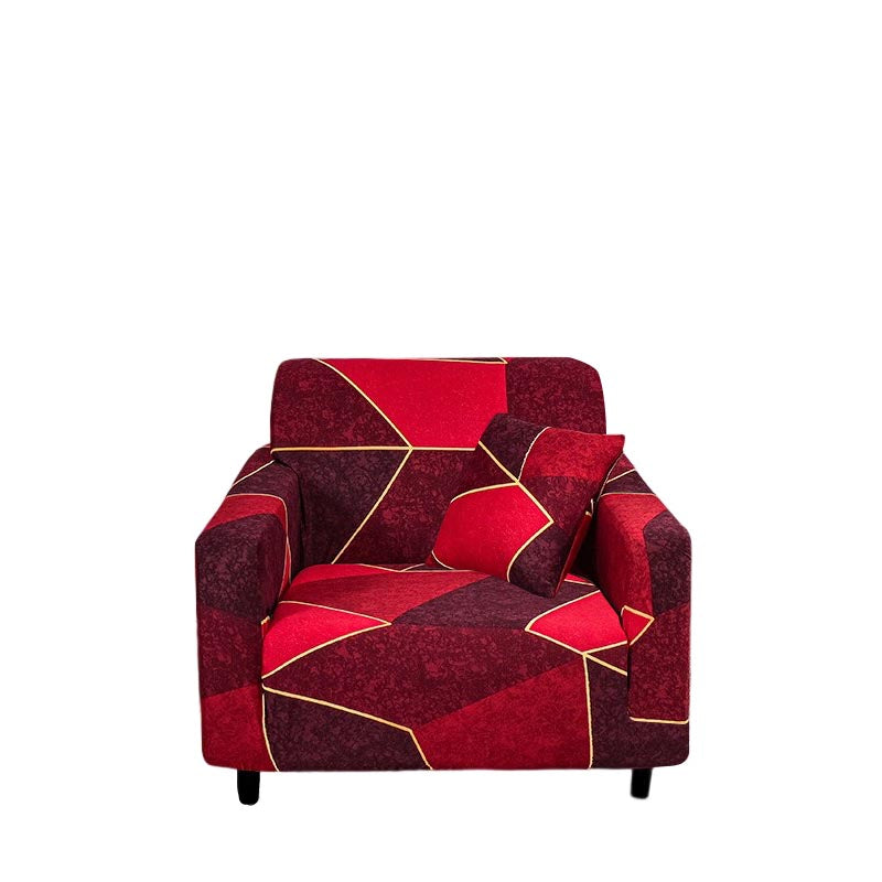 Anyhouz 1 Seater Sofa Cover Red Geometric Style and Protection For Living Room Sofa Chair Elastic Stretchable Slipcover-Slipcovers-PEROZ Accessories
