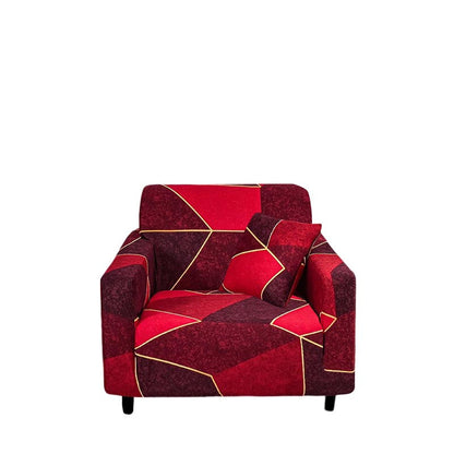 Anyhouz 1 Seater Sofa Cover Red Geometric Style and Protection For Living Room Sofa Chair Elastic Stretchable Slipcover-Slipcovers-PEROZ Accessories
