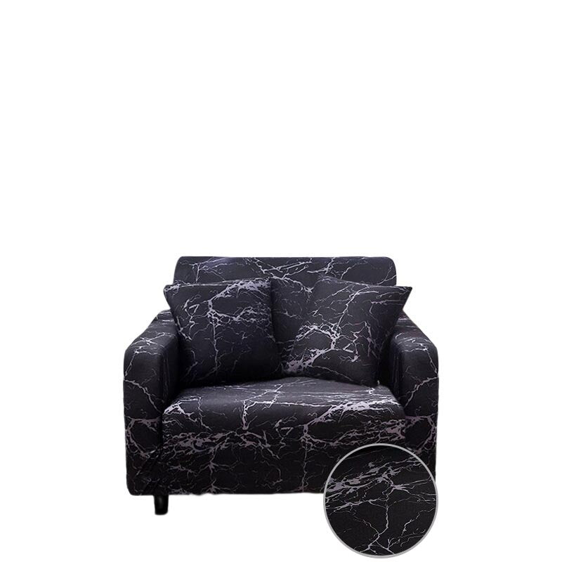 Anyhouz 1 Seater Sofa Cover Marble Black Style and Protection For Living Room Sofa Chair Elastic Stretchable Slipcover-Slipcovers-PEROZ Accessories
