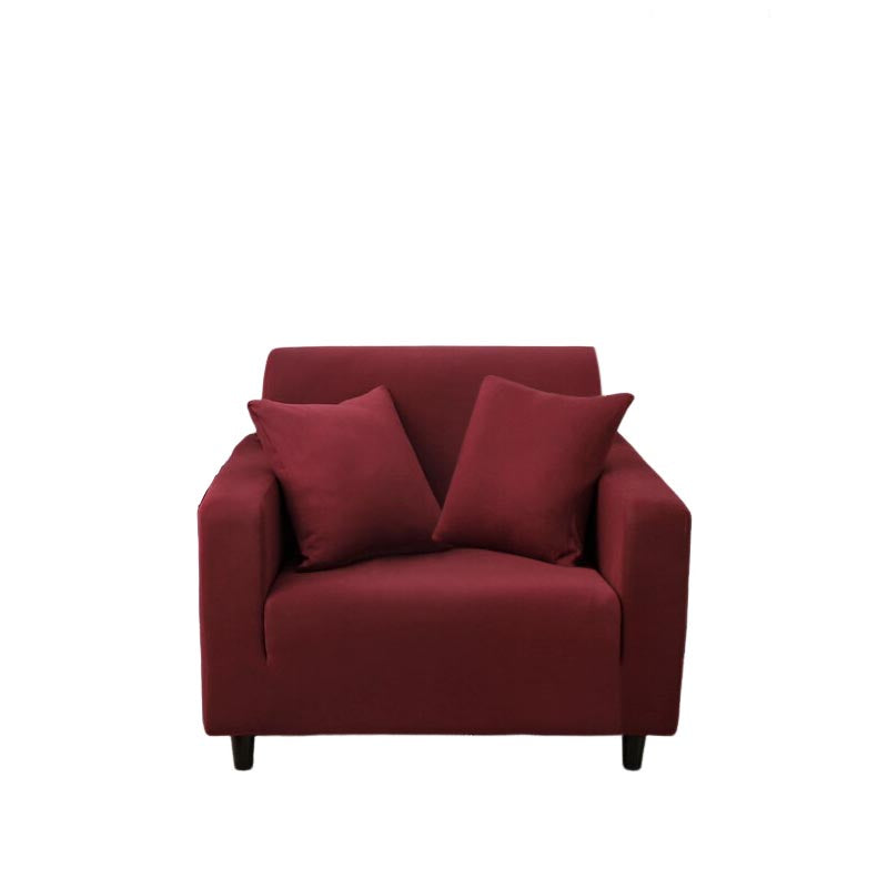Anyhouz 1 Seater Sofa Cover Plain Wine Red Style and Protection For Living Room Sofa Chair Elastic Stretchable Slipcover-Slipcovers-PEROZ Accessories