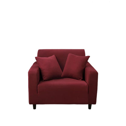 Anyhouz 1 Seater Sofa Cover Plain Wine Red Style and Protection For Living Room Sofa Chair Elastic Stretchable Slipcover-Slipcovers-PEROZ Accessories
