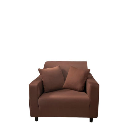Anyhouz 1 Seater Sofa Cover Plain Light Coffee Style and Protection For Living Room Sofa Chair Elastic Stretchable Slipcover-Slipcovers-PEROZ Accessories