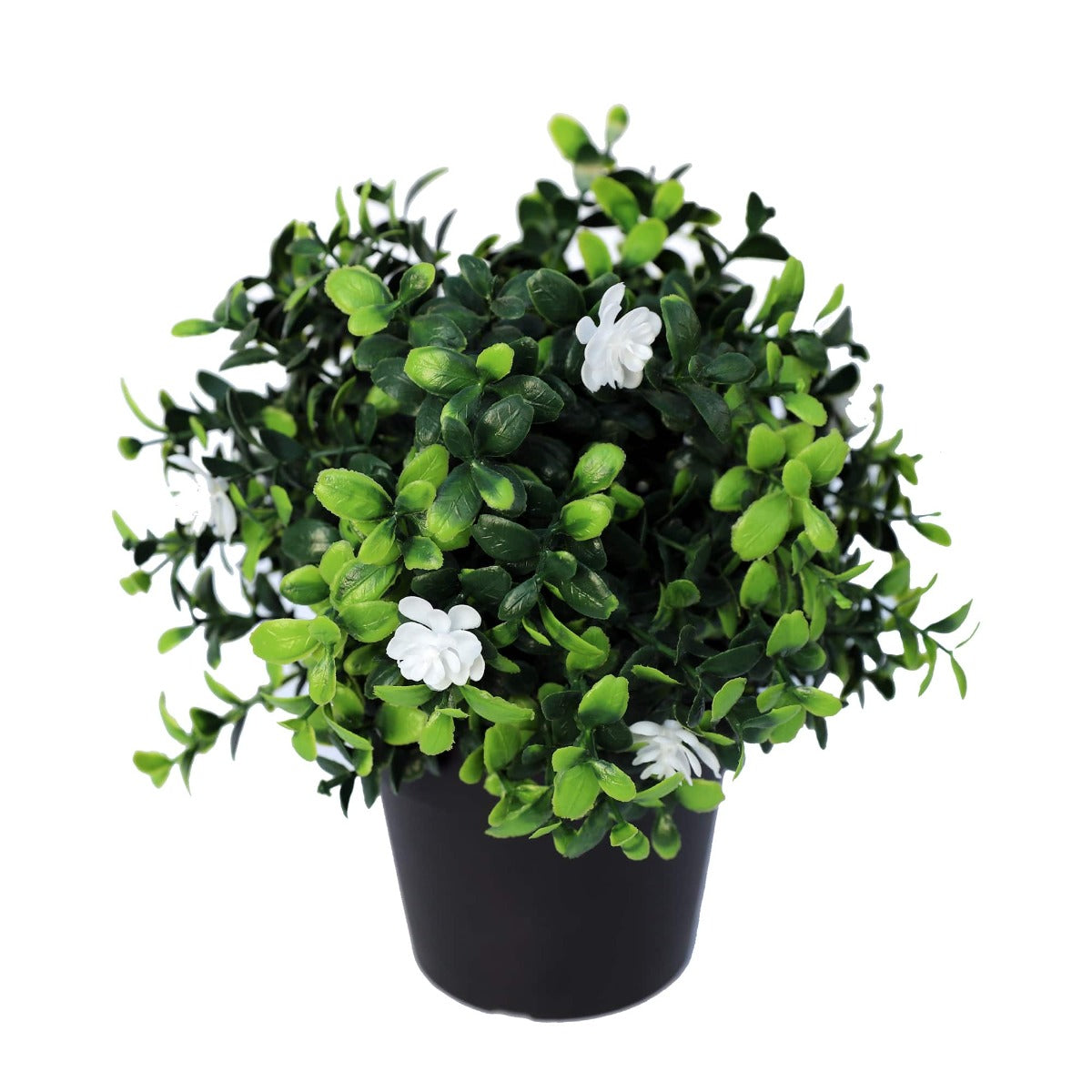 Small Potted Artificial Flowering Boxwood Plant UV Resistant 20cm-Home &amp; Garden &gt; Artificial Plants-PEROZ Accessories