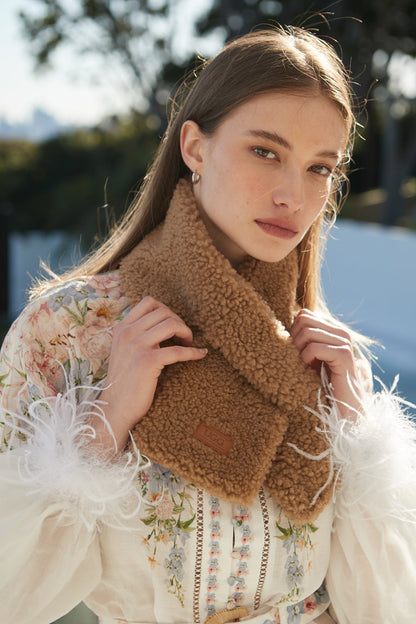 Ugg Curly Sheepskin Scarf-Scarves-PEROZ Accessories