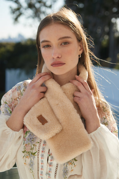 Ugg Curly Sheepskin Scarf-Scarves-PEROZ Accessories