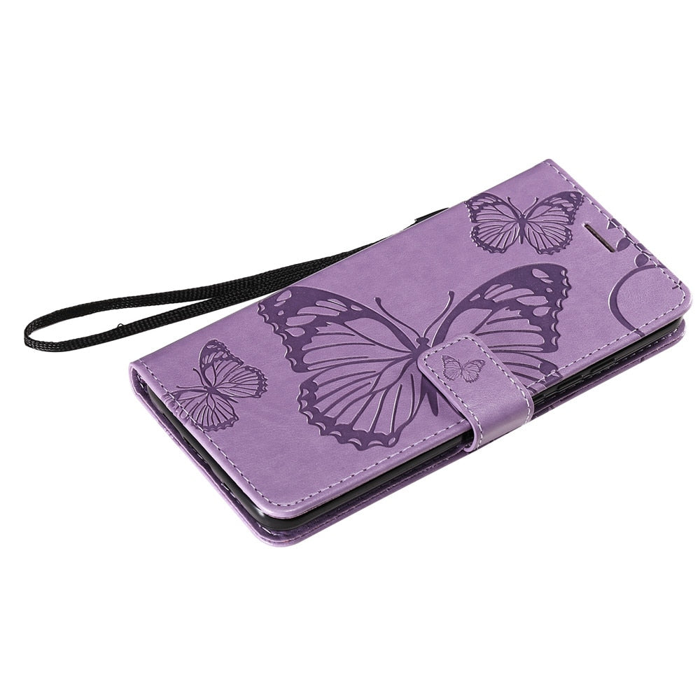 Anymob Xiaomi Redmi Purple Wrist Chain Case Butterfly Pattern Soft Leather Phone Cover-Mobile Phone Cases-PEROZ Accessories