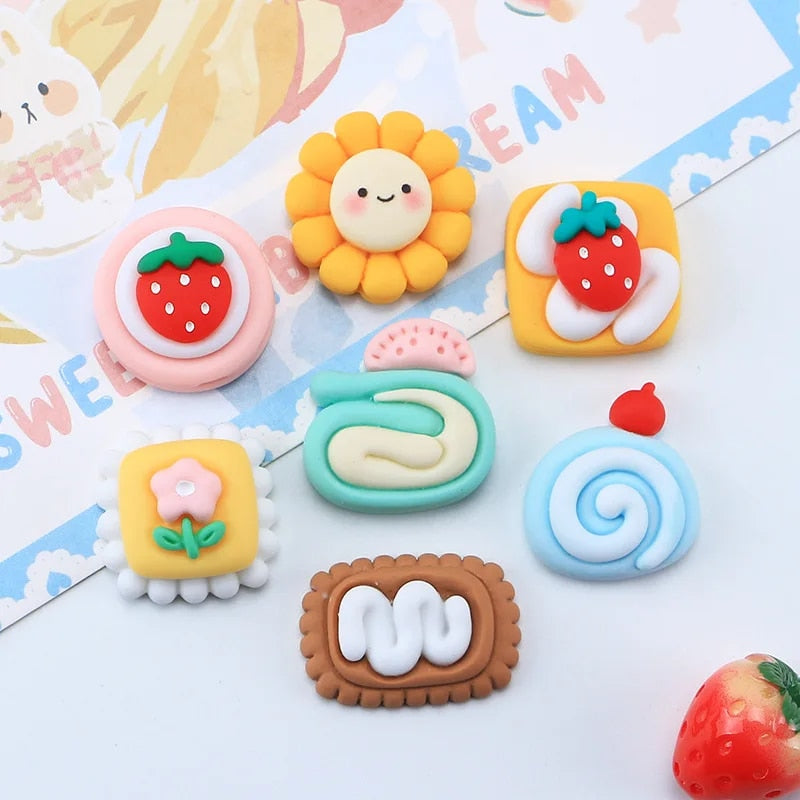 Anykidz Jibbitz Sunflowers and Food 7pcs Shoe Charm Accessories Jeans Clogs Pendants Designer Ornament for Crocs-Shoe Accessories-PEROZ Accessories
