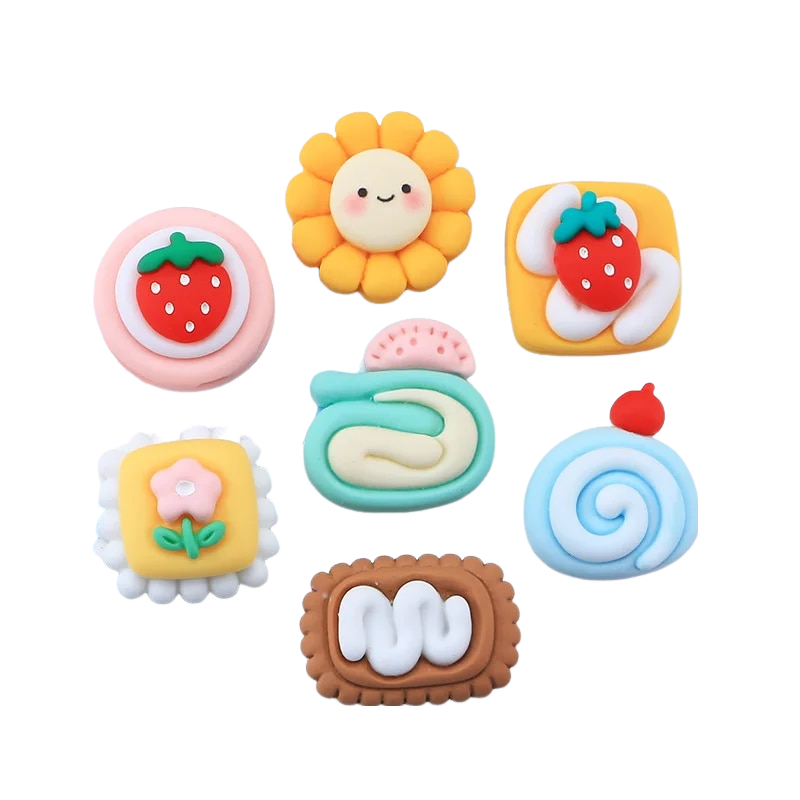 Anykidz Jibbitz Sunflowers and Food 7pcs Shoe Charm Accessories Jeans Clogs Pendants Designer Ornament for Crocs-Shoe Accessories-PEROZ Accessories