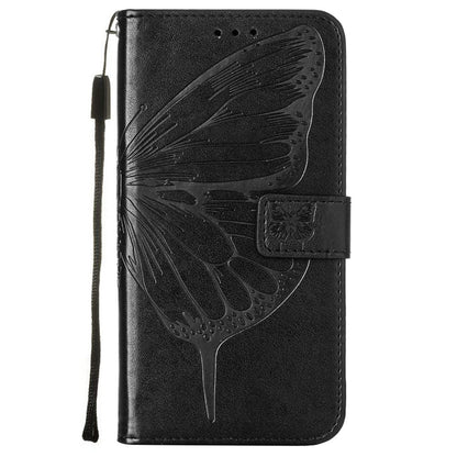 Anymob iPhone Case Black Embossed Butterfly Flip Magnetic Wallet Leather Phone Cover-Mobile Phone Cases-PEROZ Accessories