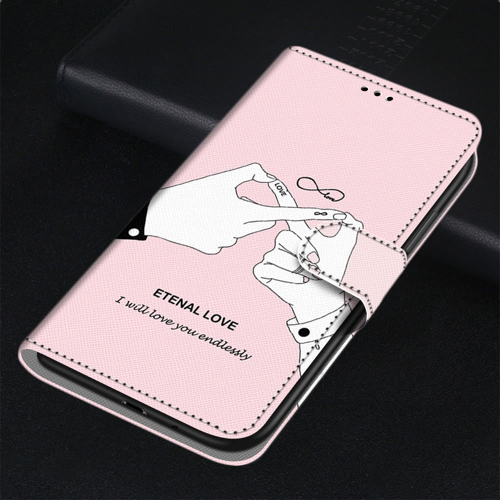Anymob Samsung Case Pink Love Painted Magnetic Flip Leather Card slot Wallet Book Style Cover-Mobile Phone Cases-PEROZ Accessories