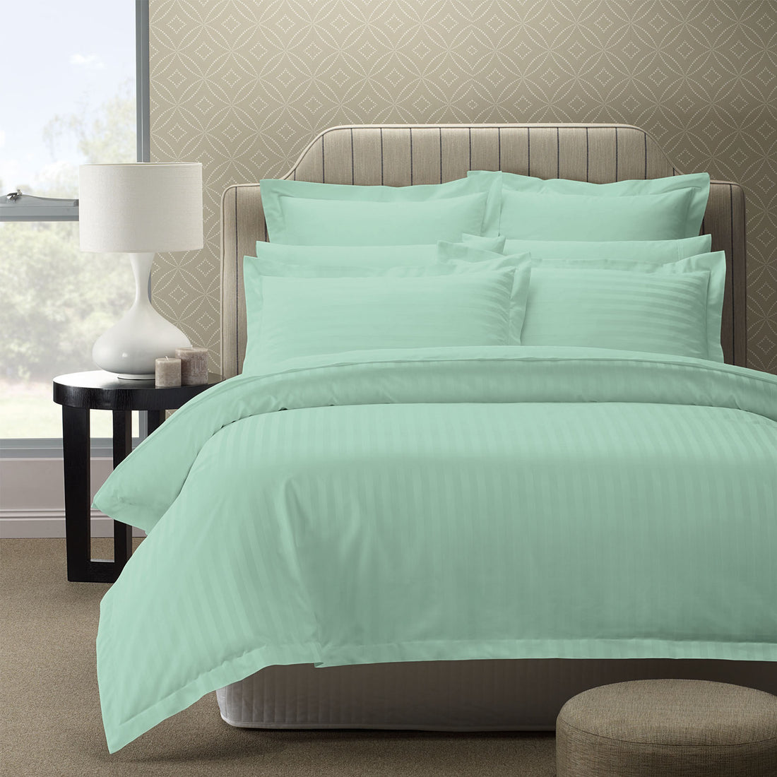 Royal Comfort 1200TC Luxury Sateen Damask Stripe Cotton Blend Quilt Cover Set-Bed Linen-PEROZ Accessories