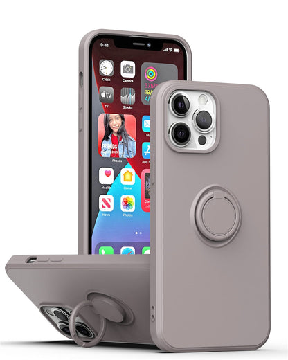 Anymob iPhone Case Gray Shockproof Silicone Ring Holder Magnetic Stand Back Cover-Mobile Phone Cases-PEROZ Accessories