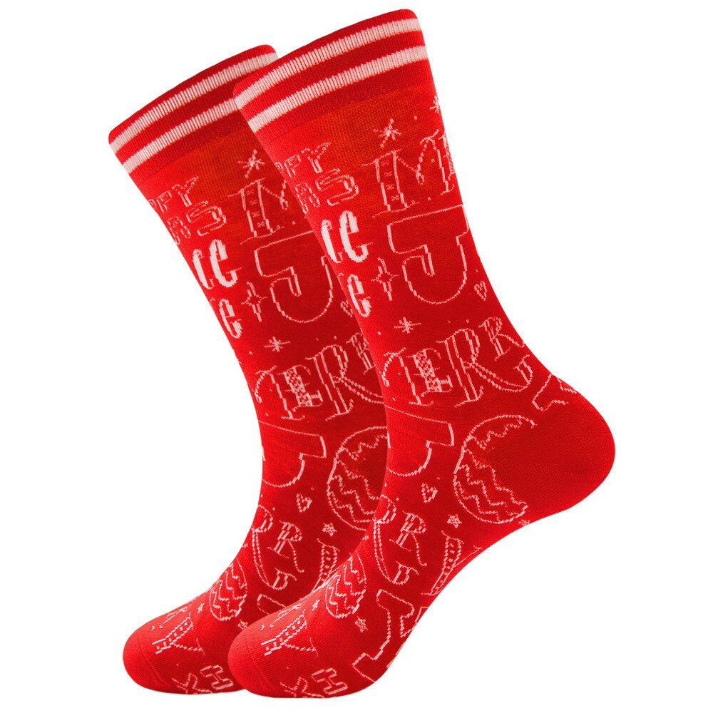 Anysox 5 Pairs Red Size 5-13 Cute Socks Crystal Silk Tide Winter Holiday Design Plus Snowflake Stocking Comfortable To Wear-Socks-PEROZ Accessories