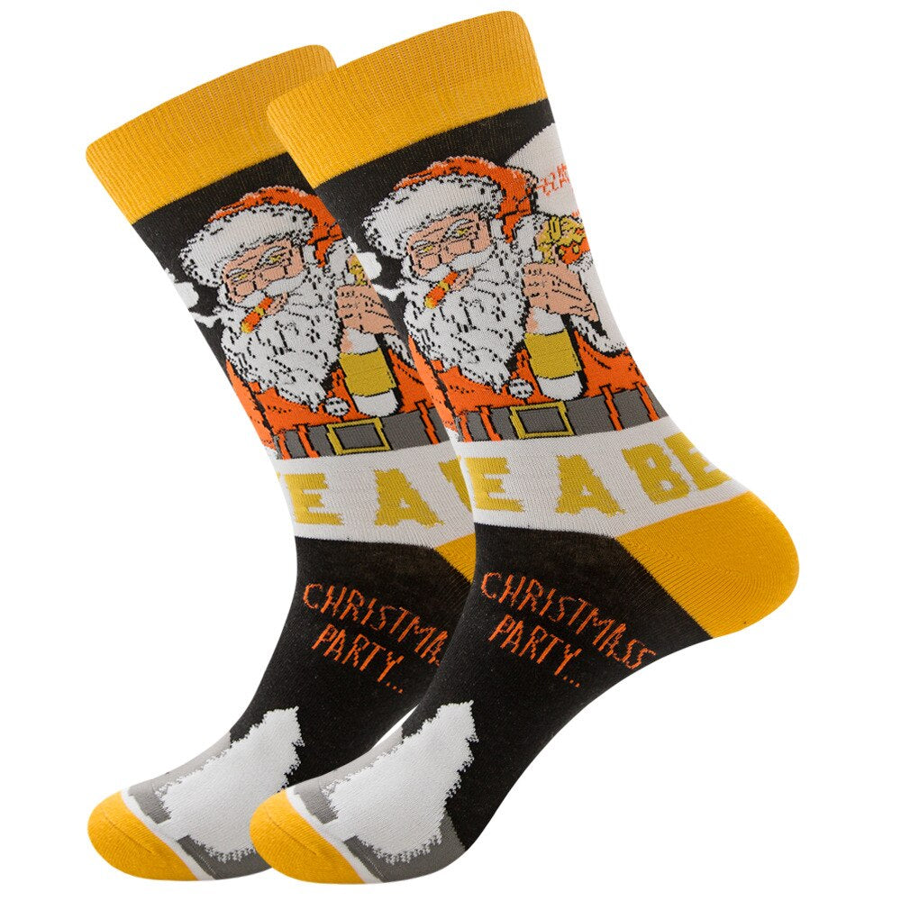 Anysox 5 Pairs Yellow Black Size 5-13 Socks Crystal Silk Tide Winter Holiday Design Plus Snowflake Stocking Comfortable To Wear-Socks-PEROZ Accessories