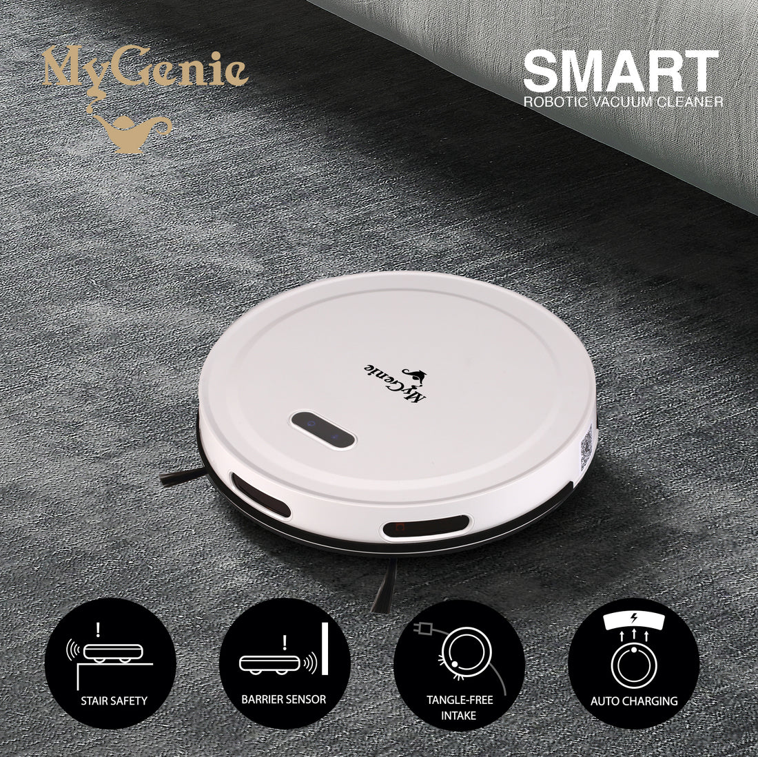 MyGenie Smart Robotic Vacuum Cleaner App Controlled Carpet Floors Auto Robot-Small Home Appliances-PEROZ Accessories