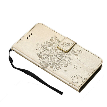 Anymob Samsung Cream Tree Cat Leather Flip Case Wallet Phone Cover Protection-Mobile Phone Cases-PEROZ Accessories