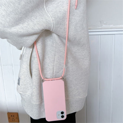 Anymob iPhone Black Crossbody Necklace Strap Lanyard Cord Phone Case Silicone Cover-Mobile Phone Cases-PEROZ Accessories