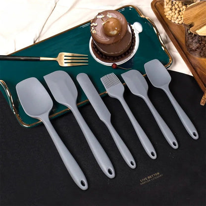 Anygleam Silicone Grey Seamless Mixing Spatula 4 Set Kitchen Accessories Baking Utensil Kit Bread Cake Mixing Tools Cooking Scraper Heat Resistant-Spatula and Shovel-PEROZ Accessories
