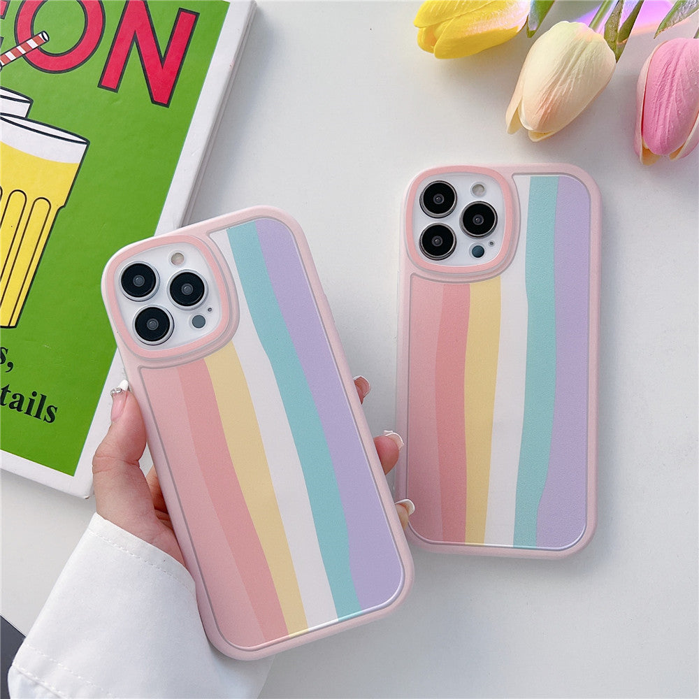 Anymob iPhone Case Vertical Stripe Pastel Color Soft Silicon Shockproof Cover-Mobile Phone Cases-PEROZ Accessories