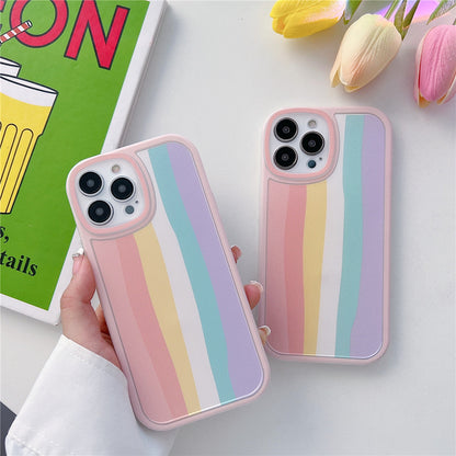 Anymob iPhone Case Vertical Stripe Pastel Color Soft Silicon Shockproof Cover-Mobile Phone Cases-PEROZ Accessories