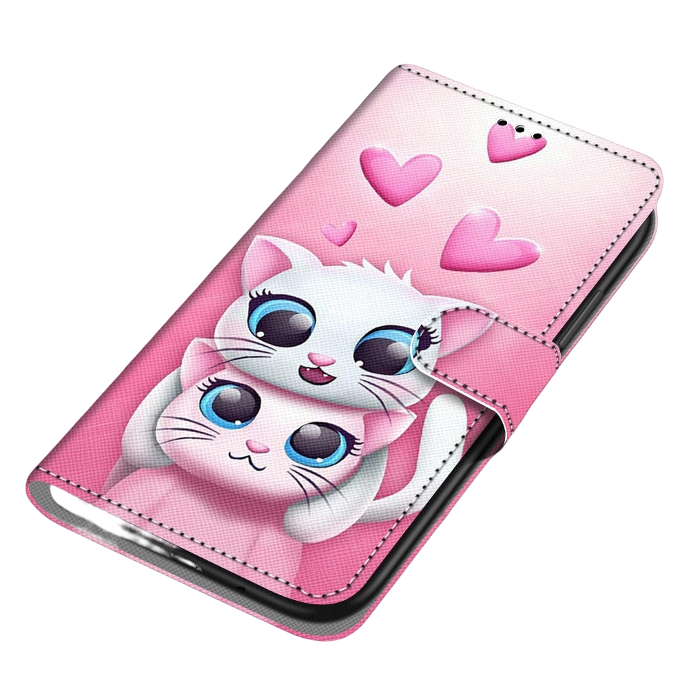 Anymob Samsung Case Pink Love Kitten Painted Magnetic Flip Leather Card slot Wallet Book Style Cover-Mobile Phone Cases-PEROZ Accessories
