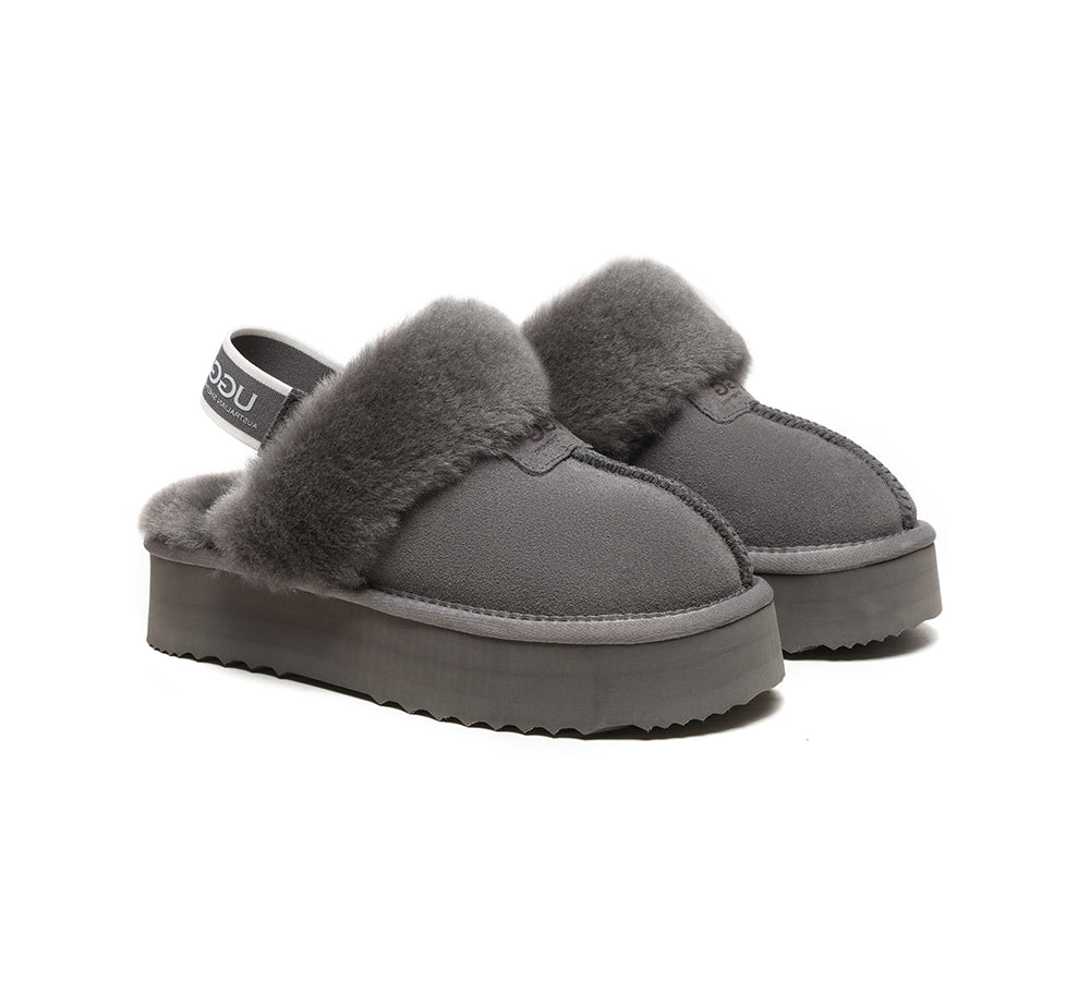 Australian Shepherd UGG Removable Strap Slingback UGG Slipper Women Waffle Platform-Slippers-PEROZ Accessories