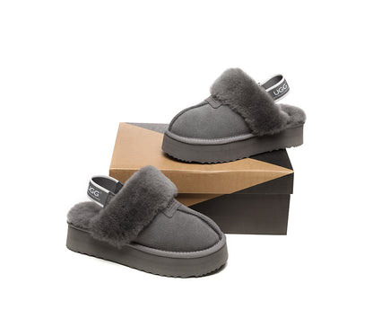 Australian Shepherd UGG Removable Strap Slingback UGG Slipper Women Waffle Platform-Slippers-PEROZ Accessories