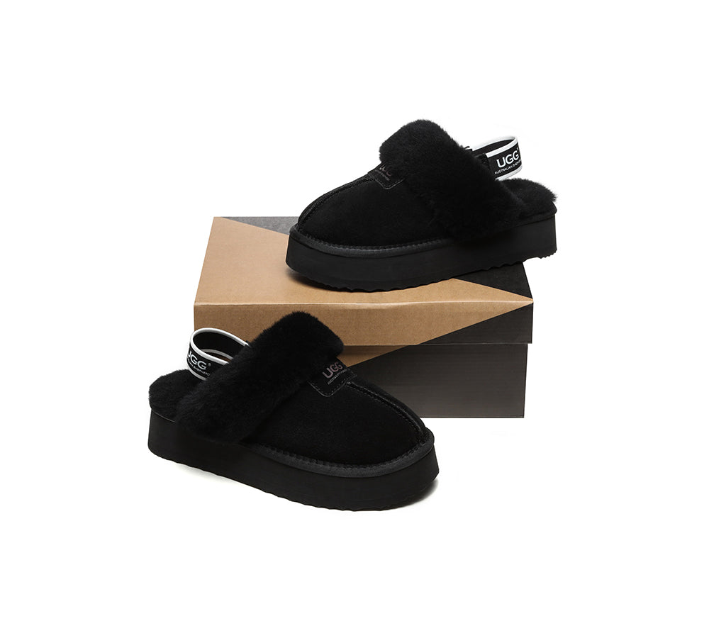 Australian Shepherd UGG Removable Strap Slingback UGG Slipper Women Waffle Platform-Slippers-PEROZ Accessories