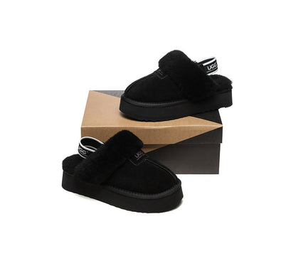 Australian Shepherd UGG Removable Strap Slingback UGG Slipper Women Waffle Platform-Slippers-PEROZ Accessories